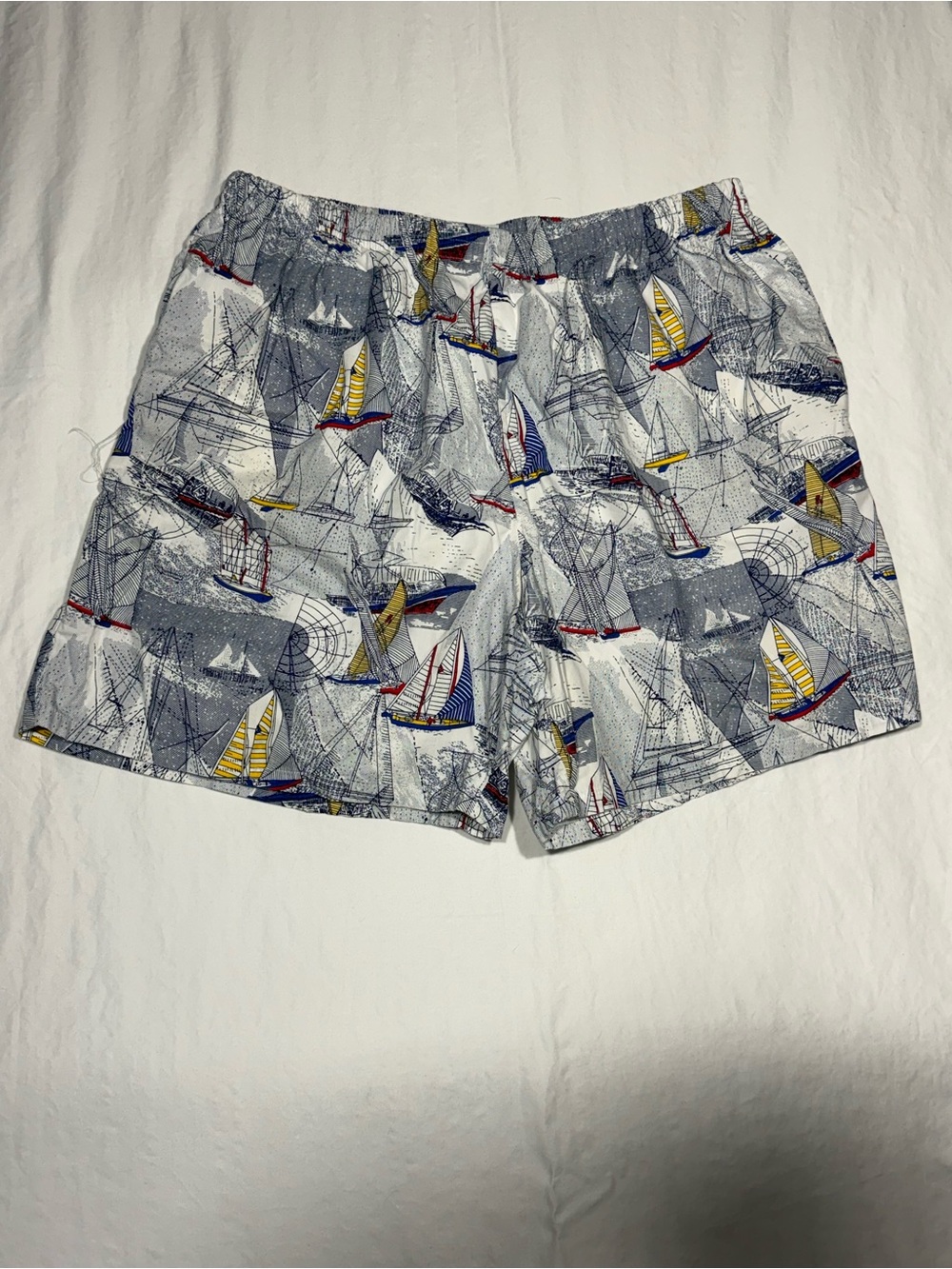 Brooks Brothers Men's Sailboat Print Swim Trunks - White, Blue, Yellow & Red